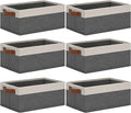 GhvyenntteS Small Fabric Storage Bins with Handles 6 Pack, 11.8" x 7.87" x 5.11" Storage Baskets for Shelves, Baskets for Organizing Clothes Underwear Socks Hats DVDs (Grey/White)-Ruum Studio Home