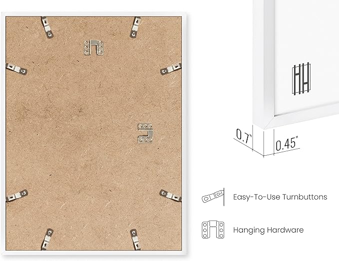 HAUS AND HUES 11x17 White Picture Frame - 11X17 Poster Frame - Aluminum, Vertical & Horizontal Hang, Shatterproof Plexiglass, Perfect for Home, Room, Office (11x17 in, White)-Ruum Studio Home