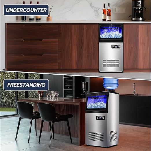 Commercial Ice Maker Machine, 110LBS/24H with 35=0LBS Storage Bin, 15" Wide Built-in Undercounter/Freestanding Ice Maker Machine for Home Bar Outdoor, 40PCS Ice Cubes Ice Machine, Self Cleaning-Ruum Studio Home