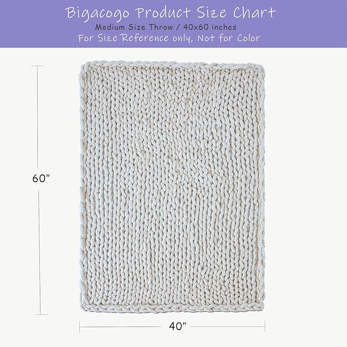 Bigacogo Chunky Knit Throw Blanket for Couch, 40x60 inches, 100% Hand Knitted with Thick Jumbo Chenille Yarn, Cozy Soft Large Rope Knot Cable Crochet Blankets for Sofa Bed Living Room, Goldenrod-Ruum Studio Home
