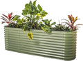 Vego garden 32" Extra Tall Raised Garden Bed Kits, 9 in 1 Modular Raised Planter Box for Vegetables Flowers Fruits Oval Metal Raised Garden Bed- Olive Green-Ruum Studio Home