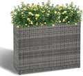 LEWIS&WAYNE Large Rectangular Block Planter Box Handmade Wicker Tall Planters for Outdoor Plants with Removable Liners Modern Planter for Indoor Outdoor Patio Deck - Gray, 38''x11''x30''-Ruum Studio Home