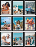 Vittanly 12x16 Picture Frames Set of 9, Shatter Resistant Plexiglass, Display 11x14 Pictures with Mat or 12x16 without Mat, Photo Frames for Wall Mount, Engineered Wood, Black-Ruum Studio Home