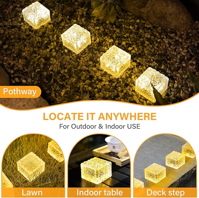 Solar Brick Lights - Outdoor Waterproof Patio & Garden Decor (3 Packs) for Patio, Yard, Walkway, Pathway-Ruum Studio Home