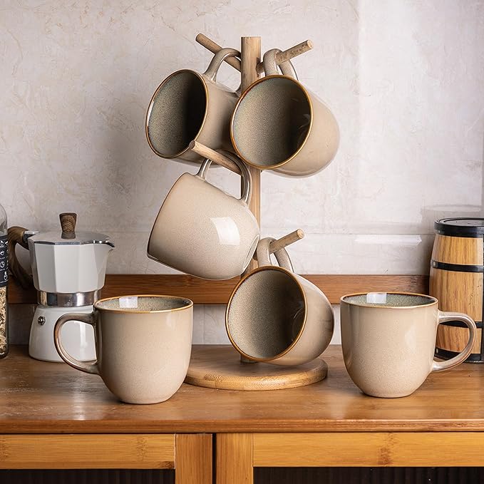 AmorArc 12oz Coffee Mugs, Ceramic Coffee Mugs set of 6 for Man, Woman, Dad, Mom, Modern Coffee Mugs with handle for Latte/Cappuccino/Milk/Cocoa. Dishwasher&Microwave Safe Latte-Ruum Studio Home