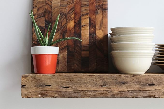 Urban Legacy Reclaimed Barn Beam Deep Shelves | Deep Shelves with Brackets Included, Set of 2 | (Natural Low Profile Bracket, 36" x 11.5" x 3")-Ruum Studio Home