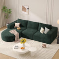 Modular Sectional Sofa with L-Shape Chaise,Cloud Sectional Modern Sleeper Couch with Deep Seat,Sponge Compression Sofas No Assembly Required (Green-Corduroy Fabric) 1PCS-Ruum Studio Home