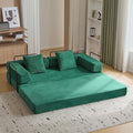 Convertible Sleeper Sofa Bed, Compression Folding Sofa with Pillow, No Assembly Required, Shape Frame, Floor Sofas Lounge Couch for Living Room, Bedroom, Small Spaces(Corduroy, 77''W, Dark Green)-Ruum Studio Home