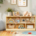 Montessori Shelf, Wooden Toy Storage Organizer for Books Toys, 2 Shelf Bookcase, 5-Section Storage Cabinet, Toddler Book Shelf for Kids Rooms, Playroom, Nursery, Kindergarten (Natural)-Ruum Studio Home