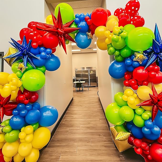 Red Blue Green Yellow Balloons 12 Inch Assorted Rainbow Latex Balloons Primary Color Red Blue Yellow Green Polka Dot Colorful Balloon for Kids Birthday Baby Shower Carnival Circus Party Decor-Ruum Studio Home