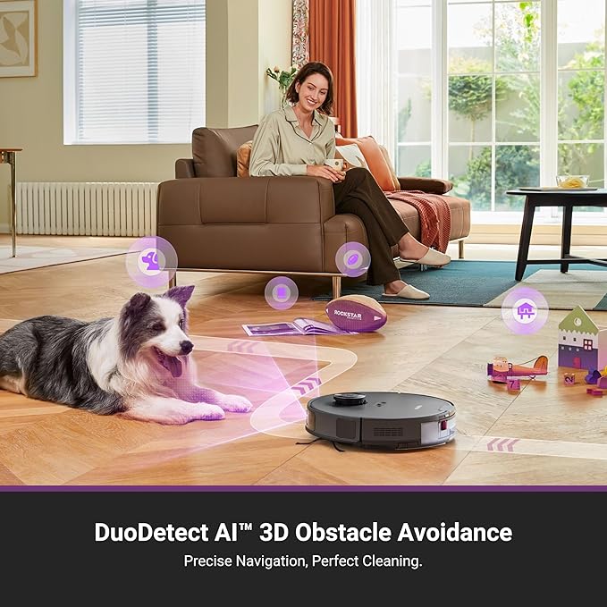 Eureka E20 Plus Robot Vacuum with Bagless Self Emptying Station, Robotic Vacuum and Mop Combo, 45-Day Capacity, Upgraded 8000Pa Suction and Anti Hair-Tangling Brush, LiDAR Navigation, App Control-Ruum Studio Home