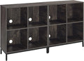 Crosley Furniture Jacobsen 2-Piece Vinyl Record Storage Cube Bookcase Set and Record Player Stand, Brown Ash-Ruum Studio Home