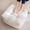 HIGOGOGO Square Stuffed Pouf Ottoman, Corduroy Poufs with Foam Chunk Filling, Furry and Fluffy Pouf Foot Stool Storage Ottoman, 25.6 X 25.6 Floor Poufs Foot Rest for Living Room, Beige-Ruum Studio Home