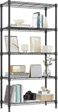 1250 lbs 5 Tier Shelf Metal Storage Shelves Shelving Wire Rack Heavy Duty Closet Organizers for Garage Kitchen Bathroom Laundry Black 13.8" D x 29.5" W x 59.5" H-Ruum Studio Home