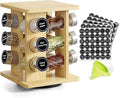 WelFurGeer Bamboo Spice Rack Organizer for Countertop, Revolving Spice Shelf with 12 Glass Jars, Lids & Labels, Desktop Rotating Seasoning Organizer for Kitchens, Space-Saving Design-Ruum Studio Home