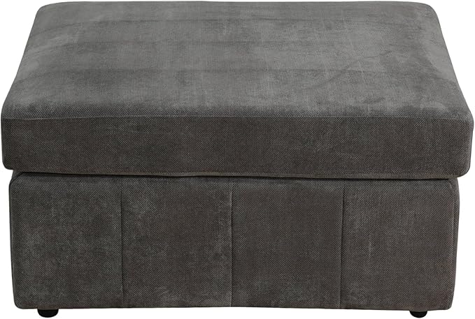 Ottoman Rectangular Storage Ottoman Bench, Flannel Footrest Stool Footstool with Lid for Living Room, Bedroom, Entryway, Gray, 38"x29"x22"-Ruum Studio Home