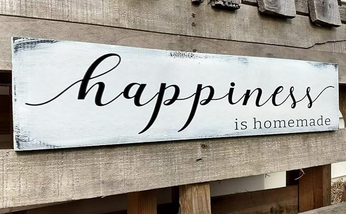 Happiness is Homemade Sign, Farmhouse Kitchen Sign,Rustic Wooden Kitchen Wall Decor for Dining Room (Happiness) 6x18 Inch-Ruum Studio Home