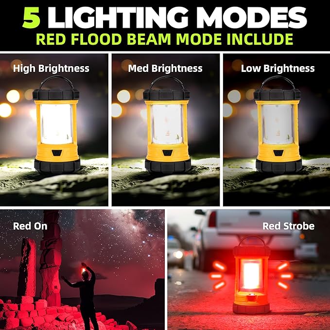 Rechargeable Camping Lantern, 3000LM 5 Light Modes Camping Light 4400 Capacity Phone Charger LED Impact-Resistant Flashlight Lantern Portable Waterproof Hurricane Lanterns for Emergency(Orange)-Ruum Studio Home