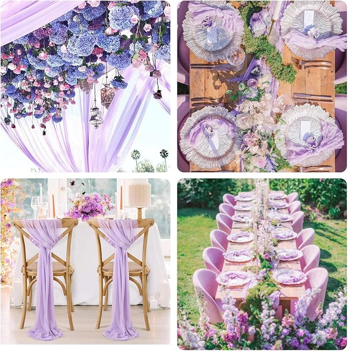 Sioloc 10 Pack Lilac Purple Lavender Cheesecloth Table Runner Fall Autumn Decor for Home 10ft Table Cloth for Tea Wedding Birthday Party Baby Bridal Shower Halloween Thanksgiving-Ruum Studio Home
