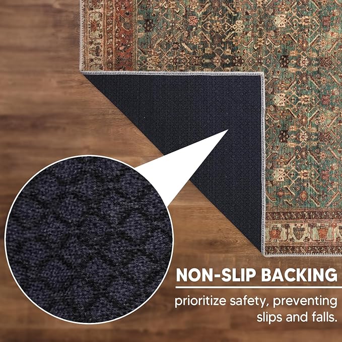 Keen Home Design 2x12 Rug - Machine Washable Runner with Non-Slip Backing, Ideal for Hallway, Entryway, Kitchen, Laundry Room - Vintage, Easy Clean, Durable, Low Pile Rug - (2'6" x 12')-Ruum Studio Home