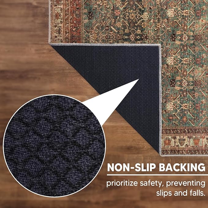 Keen Home Design 2x10 Rug - Machine Washable Runner with Non-Slip Backing, Ideal for Hallway, Entryway, Kitchen, Laundry Room - Vintage, Easy Clean, Durable, Low Pile Rug - (2'6" x 10')-Ruum Studio Home