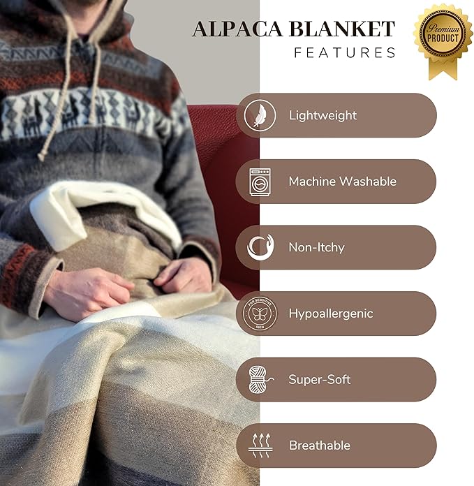LATITUDE ZERO Alpaca Wool Throw Blanket | Warm, Ultra-Soft, Breathable, Non-Itchy Blanket-Throw | Hypoallergenic and Beautiful Fabric (Aquamarine)-Ruum Studio Home
