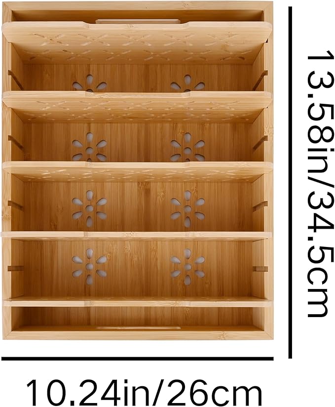 Natural Bamboo Storage Tray with 5 Custom Dividers, Deep Drawer Organizer for Kitchen, Small Cabinets, Home Office & Living Room-Ruum Studio Home