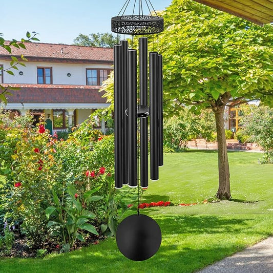 ASTARIN 48'' Wind Chimes for Outside Deep Tone - Large Windchimes with 6 Heavy Tubes, Outdoor Memorial Chimes Outdoor for Garden Hanging Décor,Sympathy Gifts，Black-Ruum Studio Home