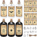 Uiifan 31 Pcs Halloween Potion Bottles Set Including Glass Apothecary Bottles with Cork Stickers and Pendants Halloween Decorations Indoor Party Supplies(White, Black,8.5 oz)-Ruum Studio Home