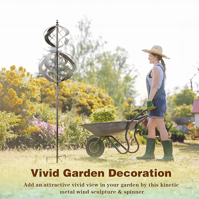 Wind Spinners Outdoor Metal - Large Kinetic Wind Spinner for Yard Garden, Windmills Lawn Ornament Décor for Lawn Patio (Height 84")-Ruum Studio Home
