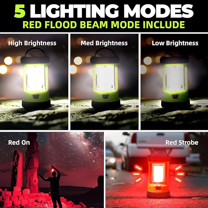 Rechargeable Camping Lantern, 3000LM 5 Light Modes Camping Light 4400 Capacity Phone Charger LED Impact-Resistant Flashlight Lantern Portable Waterproof Hurricane Lanterns for Emergency(Pale Green)-Ruum Studio Home