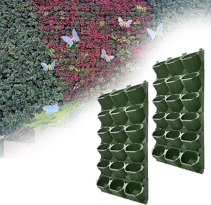 Self Watering Wall Mounted Vertical Planter, 36 Pots Wall Planter Indoor Vertical Living Green Plant Wall Easy Installation (Green)-Ruum Studio Home