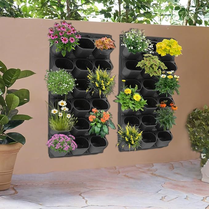 Self Watering Wall Planter | 36 Pots Vertical Garden Planter for Indoor Plants | wall-Mounted Stackable Wall planter | Hanging Plant Flower Pot Holder | 10.56 Fl Oz Each Individual Pot | Black-Ruum Studio Home