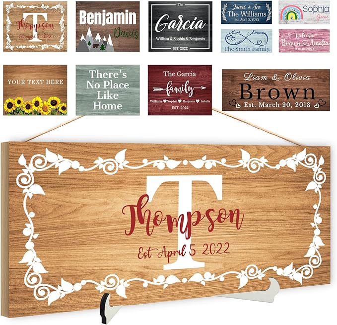 Custom Wood Sign Prsonalized Text Business Home Decor, Personalized Rustic Plaque Board Hanging Wooden Name Sign for Wall Art, Customized Signs Plank Decoration Gifts for Wedding Family Farmhouse Kitchen, Rectangle-Ruum Studio Home