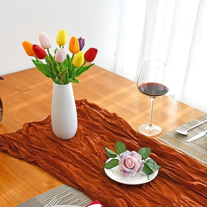 Mandy's Artificial Tulips 20 Stems Multicolor PU Faux Flowers for Wedding Home Decor 13.5 Inch-Ruum Studio Home