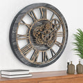HOIBAI Large Wall Clock, Wall Clocks for Living Room Decor 20 Inch Farmhouse Vintage Rustic Kitchen Wall Decor Vintage Roman Oversized Wall Clock for Home Bedroom House Office, Moving Gears Clock-Ruum Studio Home