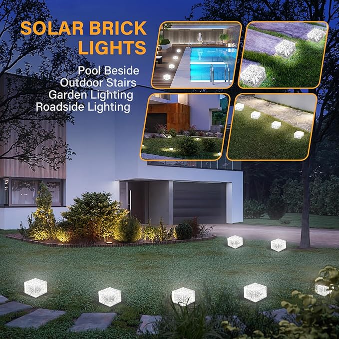 Solar Brick Lights - Outdoor Waterproof Patio & Garden Decor (3 Packs) for Patio, Yard, Walkway, Pathway-Ruum Studio Home