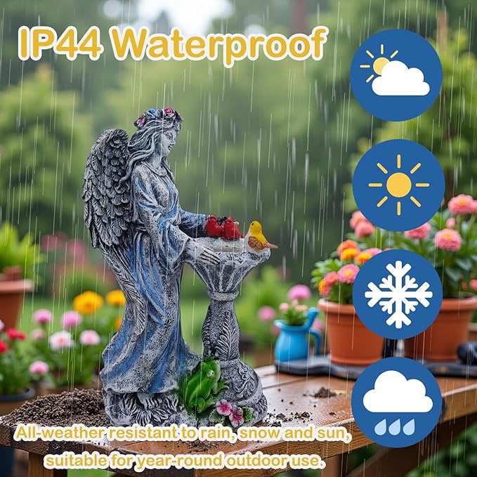 Mrocioa Solar Outdoor Garden Decor Angel Statue Light with Color Changing Birdbath, Waterproof Led Home Decor Figurine Lights for Yard Patio Front Porch, Housewarming Gifts for Thanksgiving Christmas-Ruum Studio Home