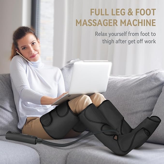 FIT KING Foot and Leg Massager for Circulation and Relaxation with Hand-held Controller 3 Modes 3 Intensities Helpful for Vericose Veins, Cramps, Swelling and Edema - Gift for Mom Wife Family-Ruum Studio Home