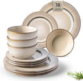 GBHOME Ceramic Dinnerware Sets, 18 Piece Embossed Elegant Stoneware Plates and Bowls Sets, Housewarming Wedding Gift | Dishwasher & Microwave Safe | Dishes Set Service for 8-Ruum Studio Home