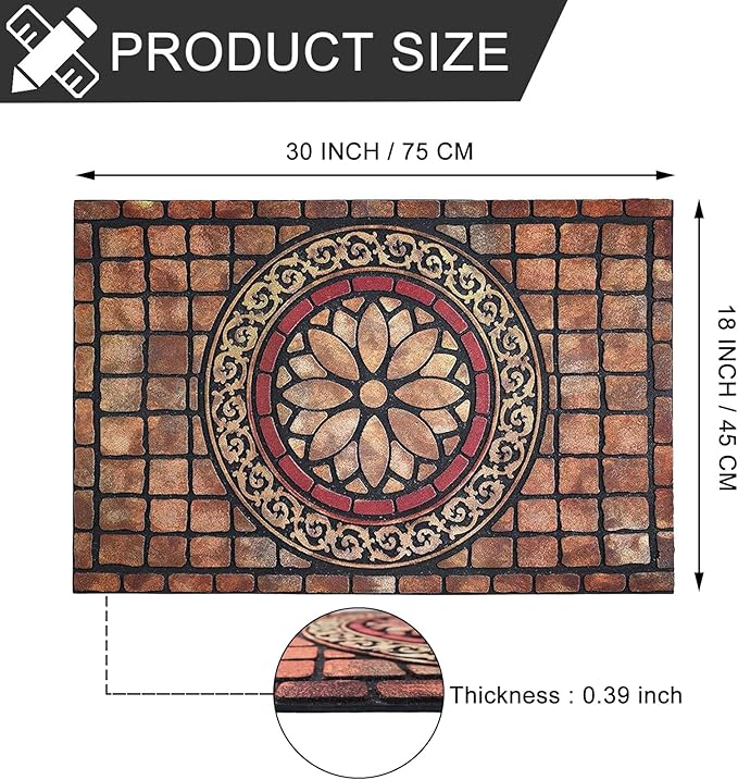 CHICHIC Rectangle Entrance Door Mat Large 18 x 30 Inch High Traffic Area Entry Way Doormat Front Door Rugs Outdoors Heavy Duty Welcome Mat, Non Slip Rubber Back Low Profile for Garage-Ruum Studio Home