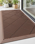 DEXI Front Door Mats Outside Entrance, 17x36 Rubber Waterproof Dirt Trapping Entry Mat for Entryway, Heavy Duty Non-Slip Low-Profile Welcome Doormat All Weather for Patio, Brown-Ruum Studio Home
