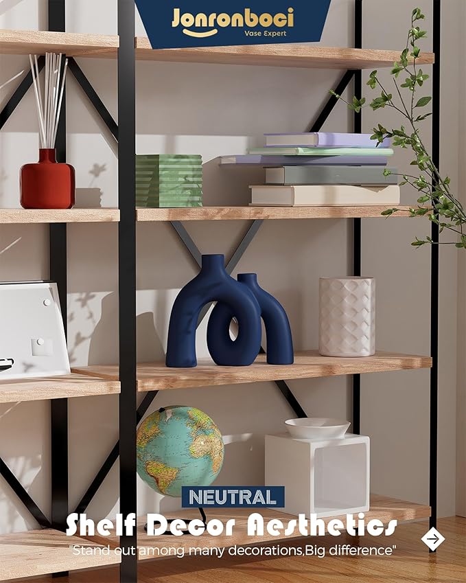 Matte Blue Vase Set - Hug Hollow Donut Aesthetic Ceramic Vases Home Decor, Navy Blue Decor Modern Coastal Decorative Vase for Table Centerpiece Bookshelf Office Entryway Console Fireplace (Navy Blue)-Ruum Studio Home