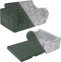 Kids Extra Wide Glow in The Dark Chairs for Toddler, 2-in-1 Toddler Soft Sherpa Couch Fold Out, Convertible Sofa to Lounger for Girls and Boys, Dark Grey-Ruum Studio Home