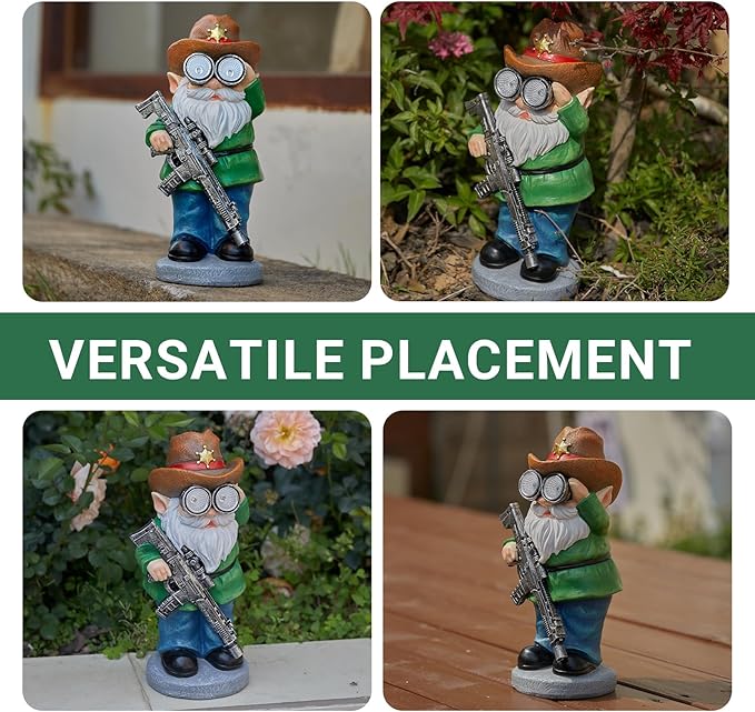 Funny Garden Gnomes Statue Outdoor Decor, Solar Telescope Gnome Decorations for Yard, Lawn, Patio, Porch, Fathers Day Birthday Housewaming Gifts for Dad, Men, Husband, 10.6 Inch, Resin-Ruum Studio Home