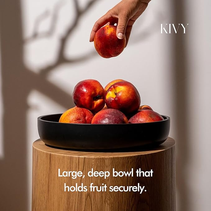 KIVY Concrete Fruit Bowl for Kitchen Counter - Large Decorative Bowl for Home Decor - Modern Key Bowl for Entryway Table - Concrete Bowl - Decorative Bowls for Home Decor - Black Fruit Bowl Decor-Ruum Studio Home