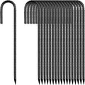 Ground-Stakes-Heavy-Duty-12 inch, J-Hook Rebar Stakes Black Coated Anti-Rust 50pcs Garden Stakes Metal Ground Anchors for Garden Dog Fence Chicken Coop Christmas Decorations Deer Fence-Ruum Studio Home