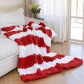 Chunky Knit Blanket - Luxury Soft Cozy 50 * 60 Throw Blanket,100% Woven Blanket Rope Knot Throw Blanket for Couch, Sofa, Home Decor, Gift - Machine Washable（White/Wine red）-Ruum Studio Home