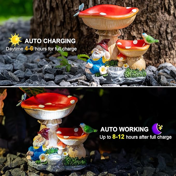 Solar Gnome Statues Figurine Lights - Garden Lighting Outdoor Decorations, Gnome Sleeping Under Mushroom, Yard Art Lawn Ornaments for Porch Patio Balcony - Gnome Gifts for Women Mom-Ruum Studio Home