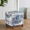 Adeco 18 Inch High Cube Ottoman Storage, Linen Chair Foot Stools, Upholstered Vanity Stool with Hinged Lid, Solid Wood Legs-Ruum Studio Home